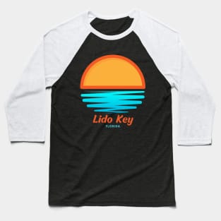 Lido Key Florida - Waves and Sunset Baseball T-Shirt